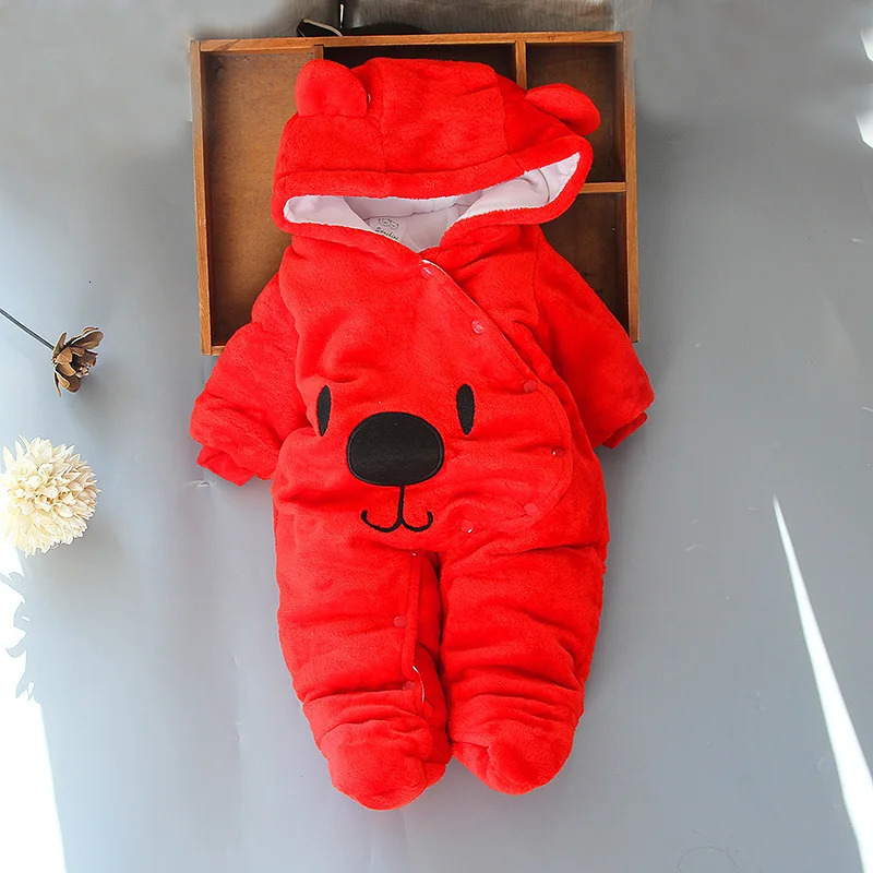 OLEKID Autumn Winter Baby Boy Rompers Hooded Thick Cotton born Jumpsuit Infant Girl Overalls Toddler Born Coat 251022