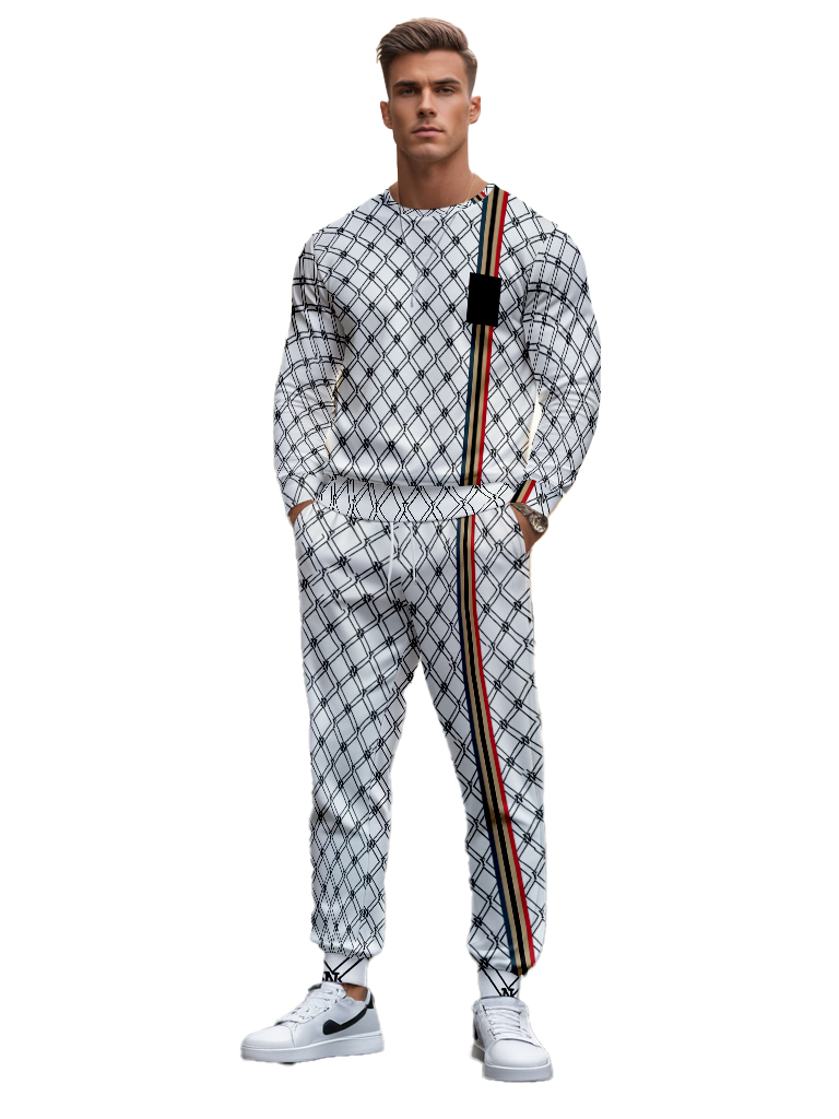 Men's Brown Knitted Cotton Blend Long Sleeve Round Neck Sweatshirt Ankle-Length Casual Comfortable Outdoor Wear T-Shirt - YLWY00176