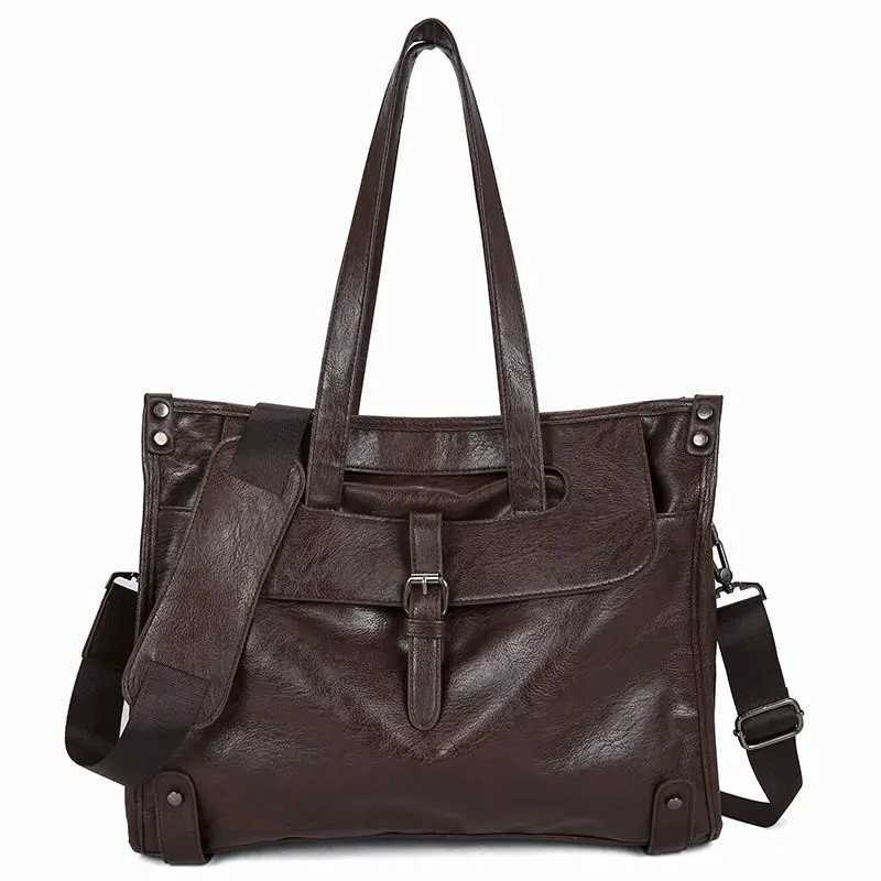 Light Business Mens Handbag Briefcase Trendy Leather Fashion Single Shoulder Casual Street Handbag Simple Personality Exquisite W251022