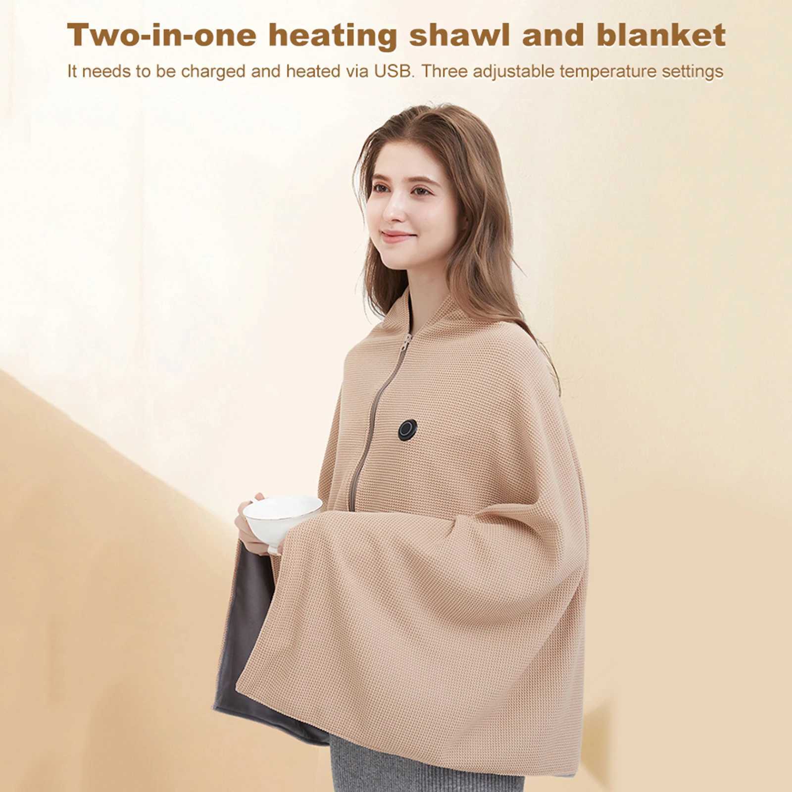 Women Warm Shawl Electric Back Heating Shawl Cover Blanket Multifunctional Winter Warm Blanket Usb Charging Heating With Zipper J251118