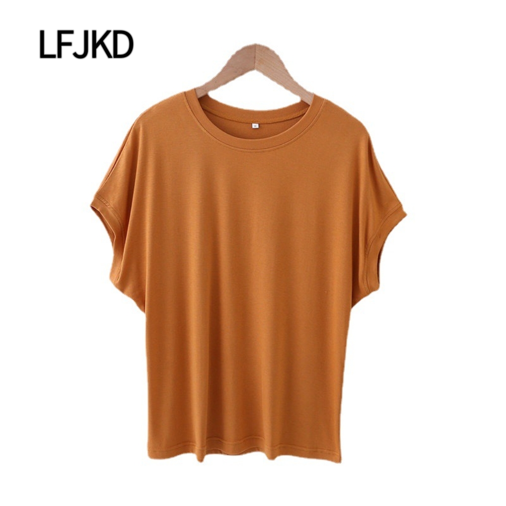 K2331 2025 Summer New Cotton T-shirt Women's Short Sleeve Loose Slimming Versatile Casual Tops Daily Basic Women's Clothing
