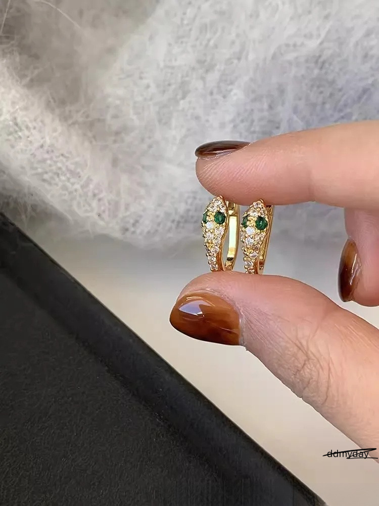 S Sterling Sier Serpentine Earrings For Women - Fashion Micro Zircon Inlaid Bright Hip Hop Style Ddmyday