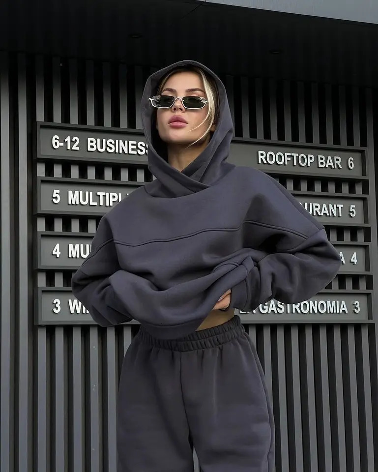 Autumn Winter Women Two Piece Set Tracksuits Set Oversize HoodiesSweatpants Warm Suits Pullover Sweatshirts Pants 2 Piece Set 251010