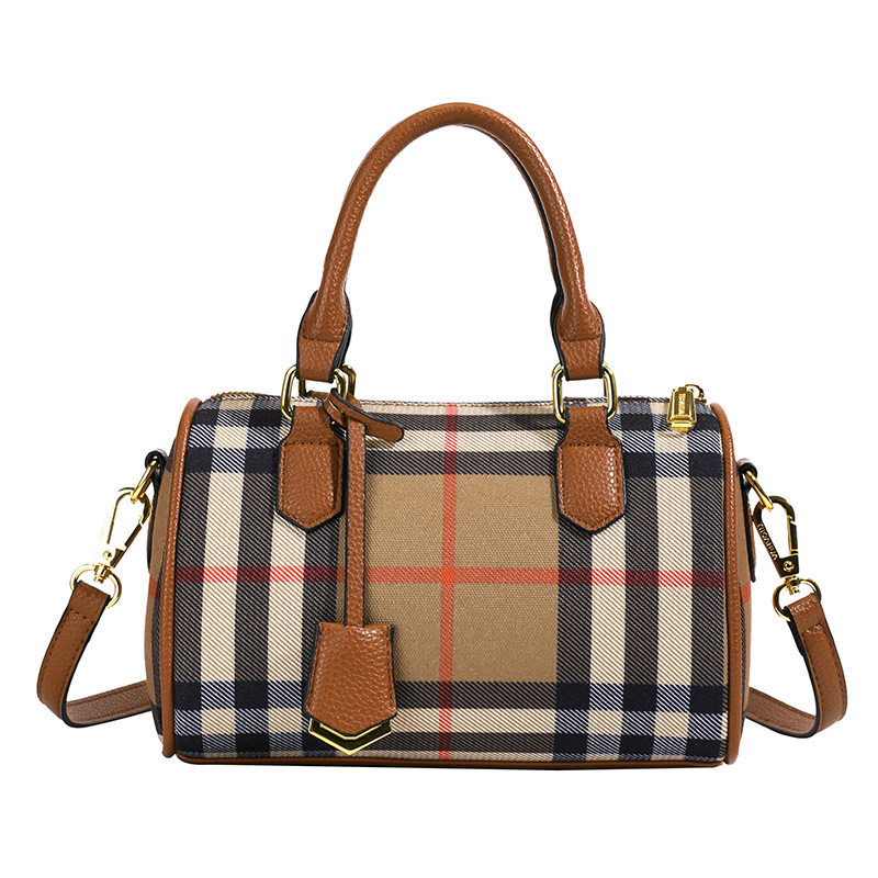 Free Shipping 2025 designer shoulder bags for womens fashion classic check plaid tartan boston bag
