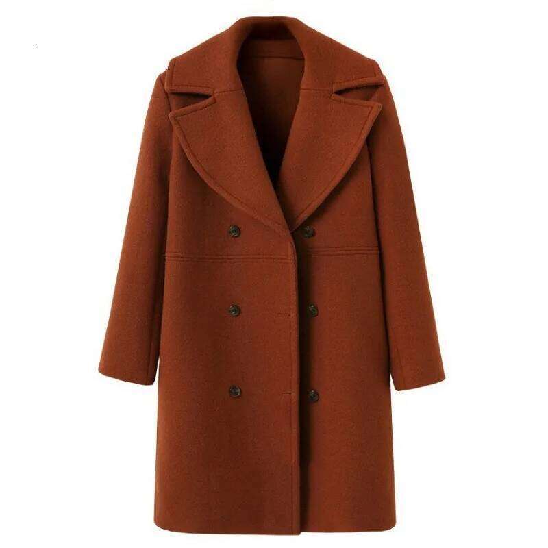 Elegant Coats Winter Fashion Comfortable Decent Plain Simple Lapel Double-breasted Street Daily Women's Clothes