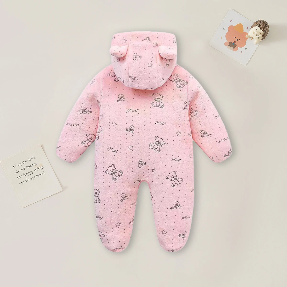 AYNIGIELL 012M Cartoon born Bodysuit Warm RompersSoft Baby Clothes Flannel Autumn Winter Boys Girls Jumpsuit 251022