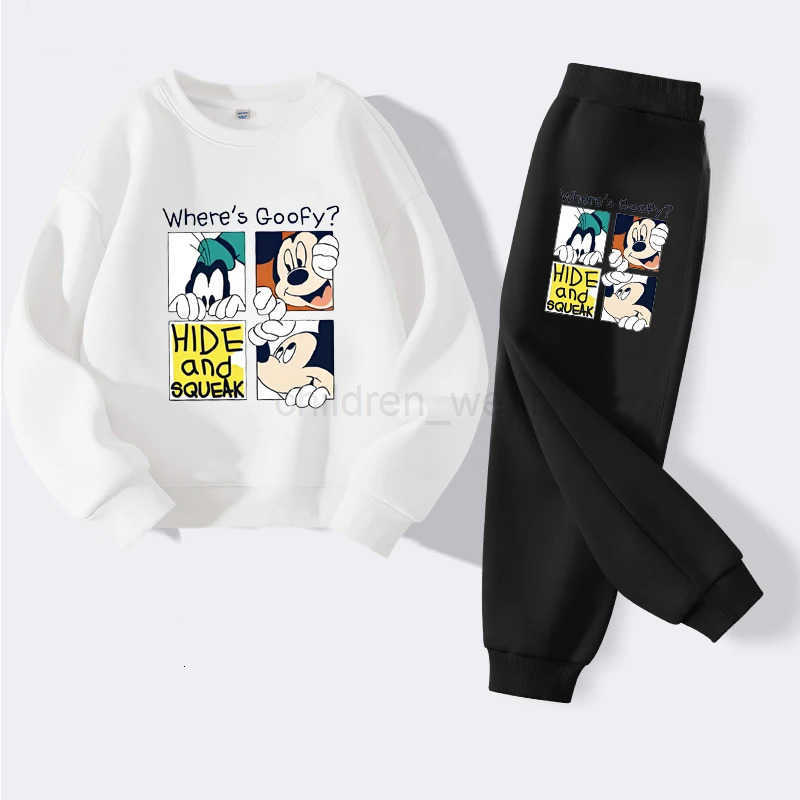 Disney New Autumn Childrens Hoodies Sets Anime Mickey Boys Pullover and Long Pants Two Piece Set Kids Casual Thin Tracksuit H251022