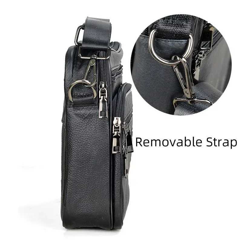 Men Genuine Leather Briefcases High Quality Cowhide Leather Handbags Male Zipper Messenger Bags for Ipad Male Shoulder Bag W251022