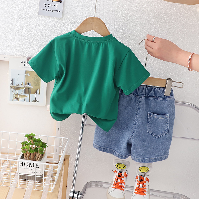 2025 New Boys Bear Print Set, Summer Short Sleeve 2-Piece Outfit, Cute Casual Wear for Toddler