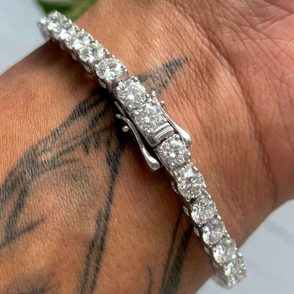 7.5 Inch 5mm Silicon Stone VVS Tennis Sterling Sier Hip Hop Jewelry Men and Women Charm Bracelet