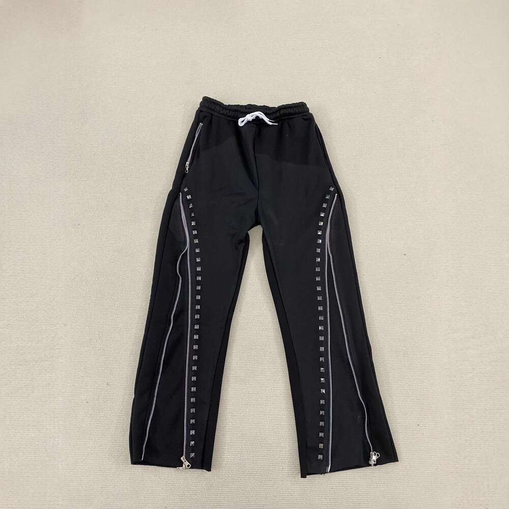 Early Spring New Long Pants Heavy Knit Zipper Design Street Style Niche Fashion Vintage Unisex Threaded