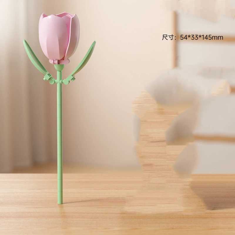 14 Styles Pretty vase Flower arrangement Building Blocks Sunflower Lily Rose Bricks Flower DIY Home Ornaments Valentines Gift J251022