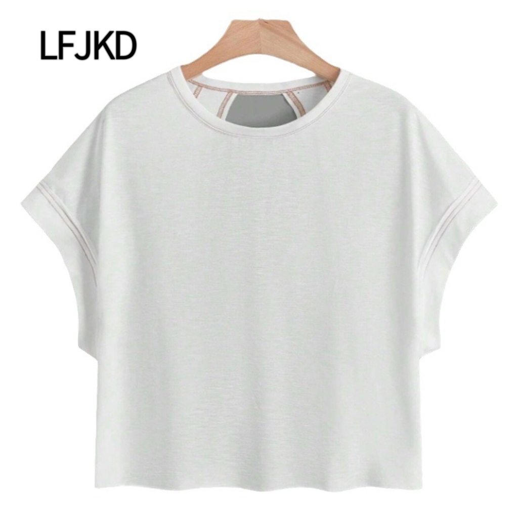 K2331 2025 Summer New Cotton T-shirt Women's Short Sleeve Loose Slimming Versatile Casual Tops Daily Basic Women's Clothing