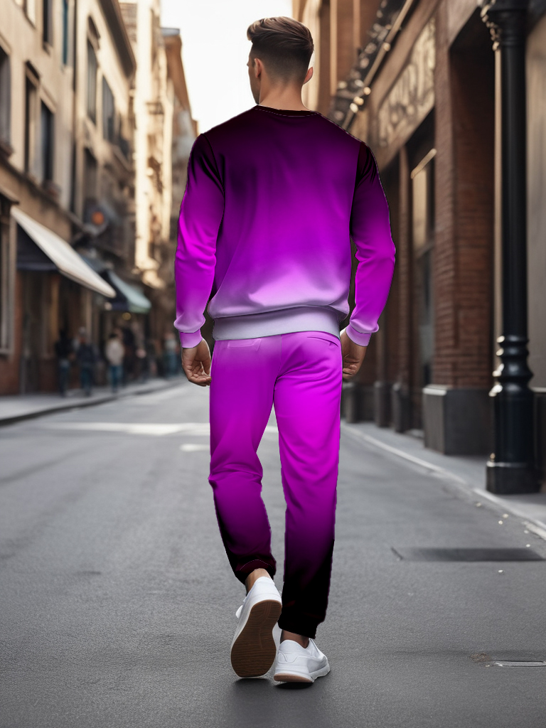 Men's Ankle-Length Knitted Cotton Blend Long Sleeve Sweatshirt Brown round Neck Casual T-Shirt Comfortable Outdoor Wear - YLWY00137