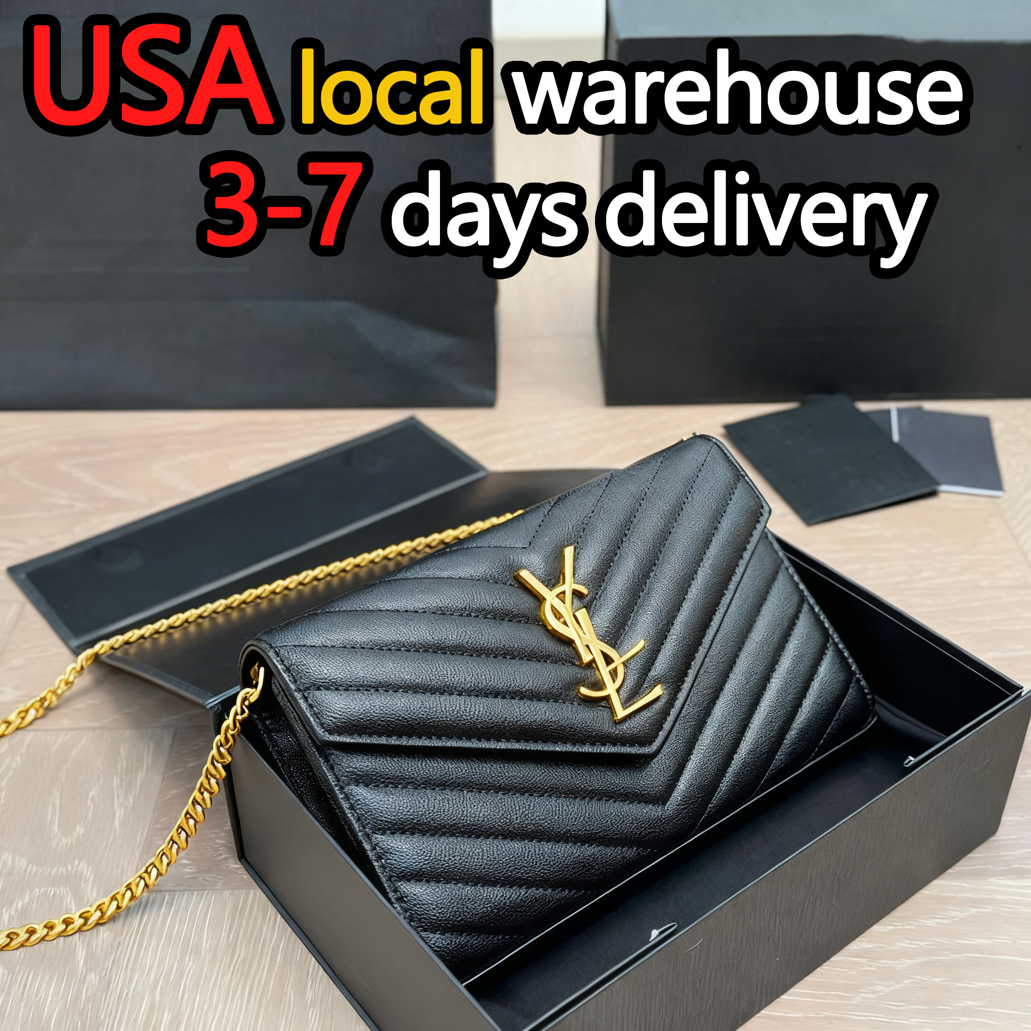 US Local Designer Bags Shoulder Bags, Wallets, Crossbody Bags Women's Caviar Leather Designer Chain Bags High-Quality Women's Handbags High-Quality Fashion Handbags