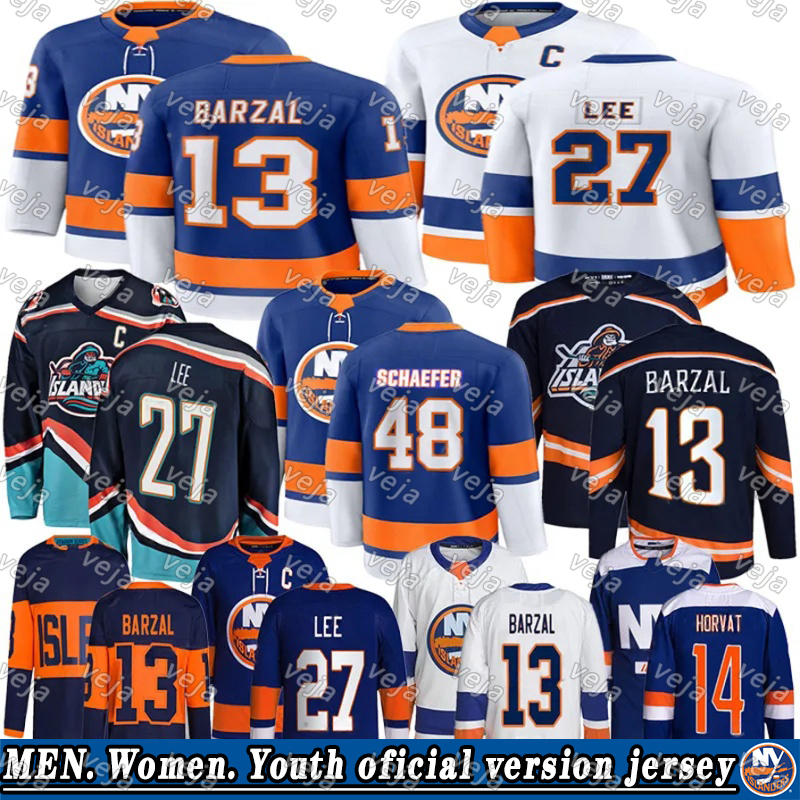 #13 Mathew Barzal ny hockey jersey islanderses jersey #48 Matthew Schaefer Bo Horvat Mike Bossy Alex Romanov Simon Holmstrom Varlamov Cizikas Ilya Sorokin jerseys