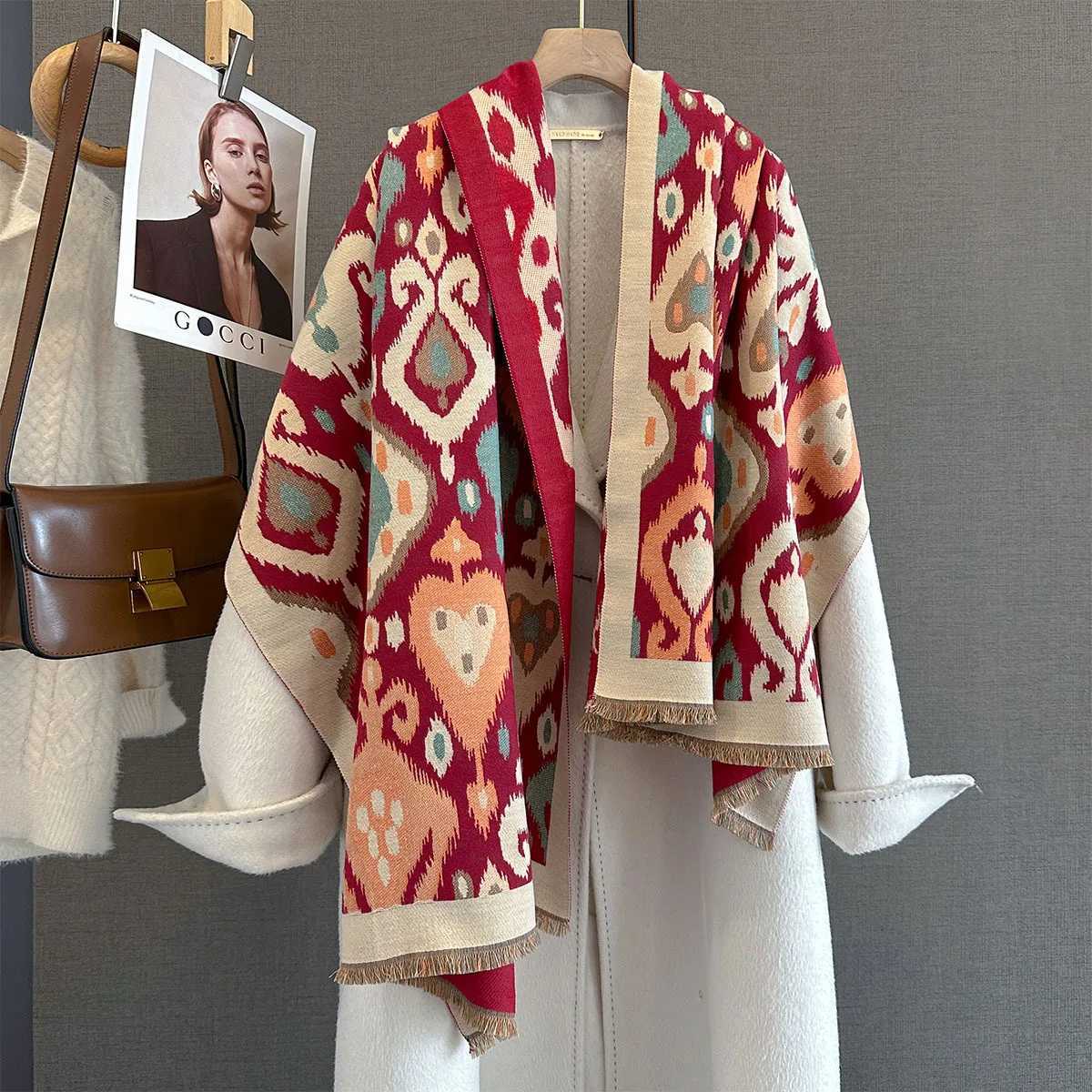 Women Autumn Winter Thick Warm Shawl Wrap Retro Luxury Scarf BigBlanket Bufanda Poncho Echarpe Stoles Coldproof Hijab J251129