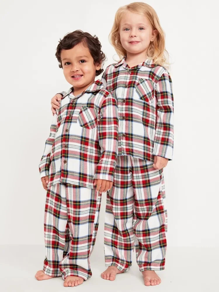 Christmas Matching Pajamas Set Plaid Print Adults Kids Turndown Collar Button ShirtTrousers 2Pcs Suit Baby Romper Family Look 251021