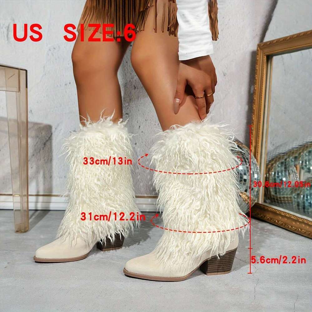 Women's Fashionable Autumn And Winter Faux Fur Boots