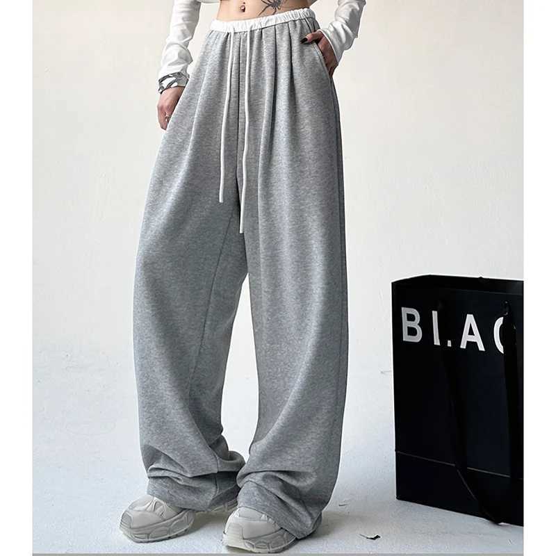 2024 Women Autumn Chic Korean Version Streetwear High Waisted Sweatpants Lady Hip Hop Style Baggy Wide Leg Straight Leg TrousersT251022