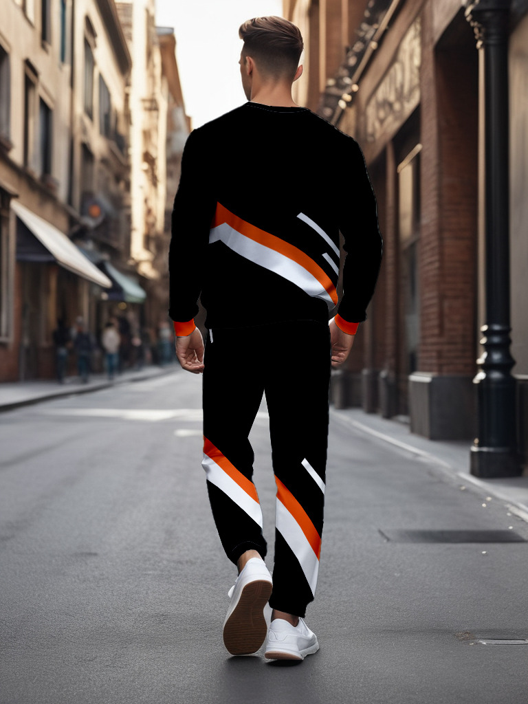 Men's Knitted Cotton Blend Long Sleeve Sweatshirt Brown round Neck Ankle-Length Casual T-Shirt Comfortable Outdoor Wear - YLWY00144