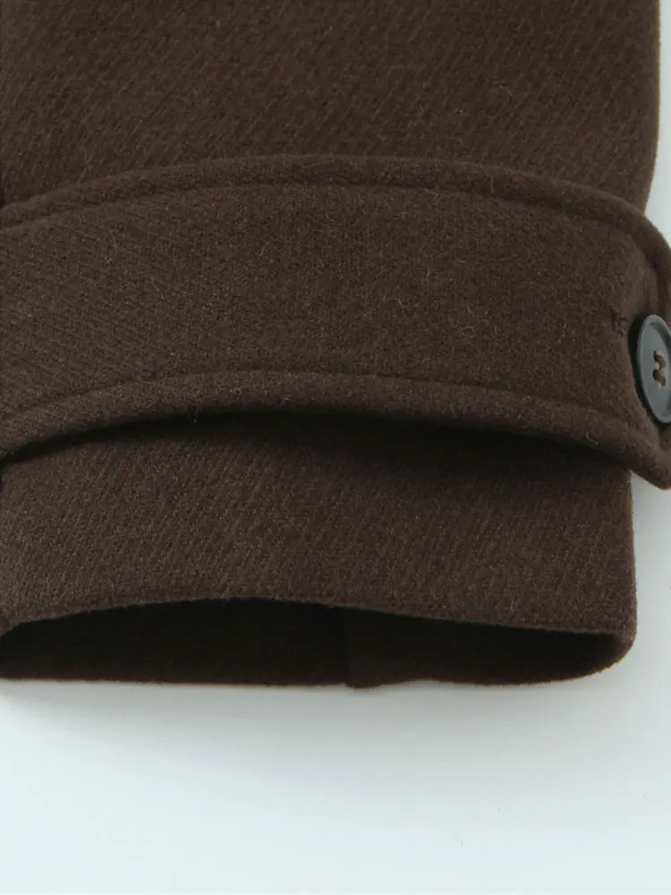 NLZGMSJ Vintage Casual Chic Women Overcoat Solid Pockets Doublebreasted Short Coat Fashion Winter Holiday Coats 251021