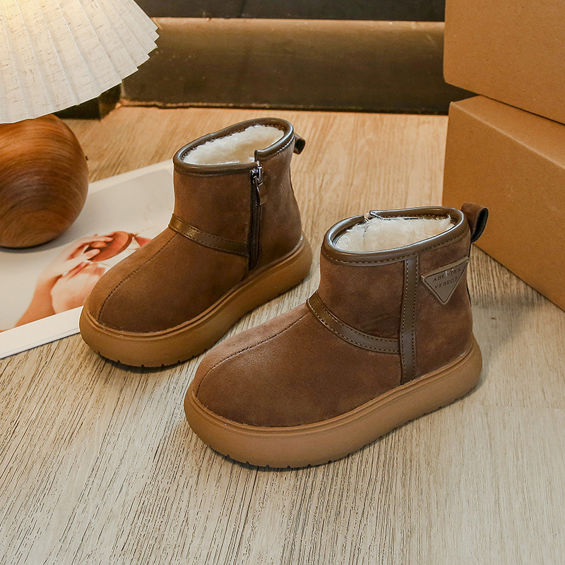 Kids Snow Boots for Girls Boys Winter Warm Plush Lining Ankle Boots for Toddler Children Fashion Littlesprouts Side-zipper Cotton Shoes Sizes 26 - 36 