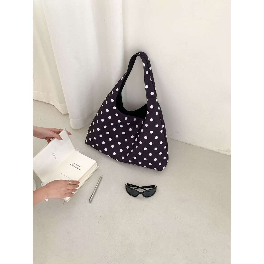 Commuting Women, Large Capacity New Trendy Round Polka Dot Underarm Shoulder Handheld Tote Bag For Women B5