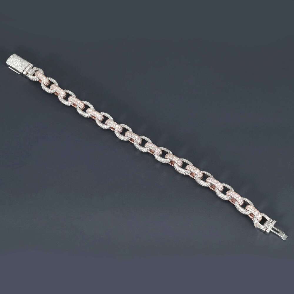 Luxurious Sier Cuban Chain Round Cut Electroplated Silicon Bracelet & Bangle