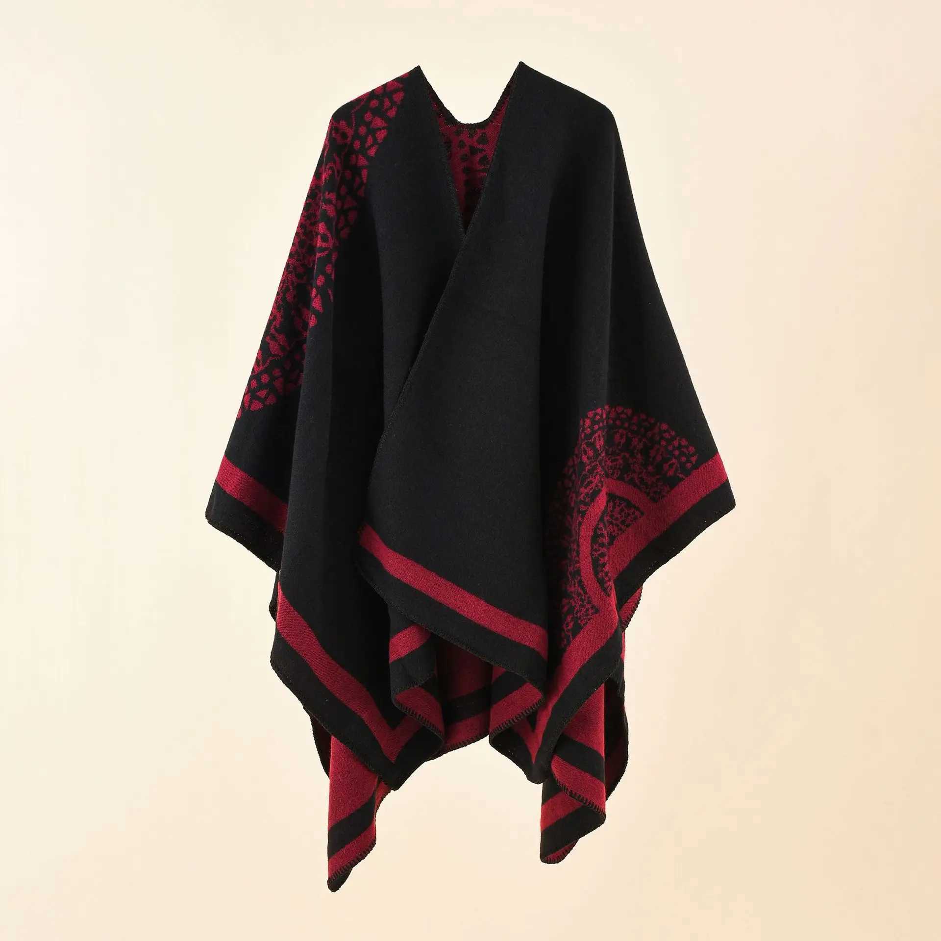 2024 New Fashion Winter Warm Floral Ponchos And Capes For Women Oversized Shawl and Wraps Cashmere Female Bufanda Mujer J251129