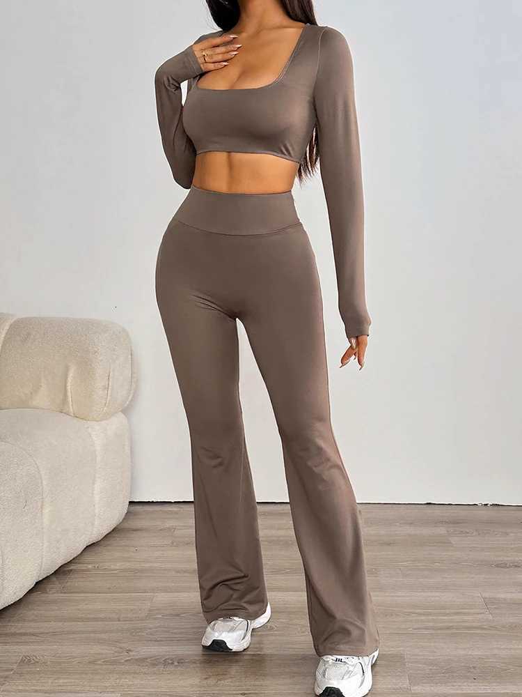 Women Tshirt Trousers 2 Piece Spring New Streetwear Fashion Casual Slim Sport Clothing Solid Sexy Low Chest Top Pants Lady SuitT251022