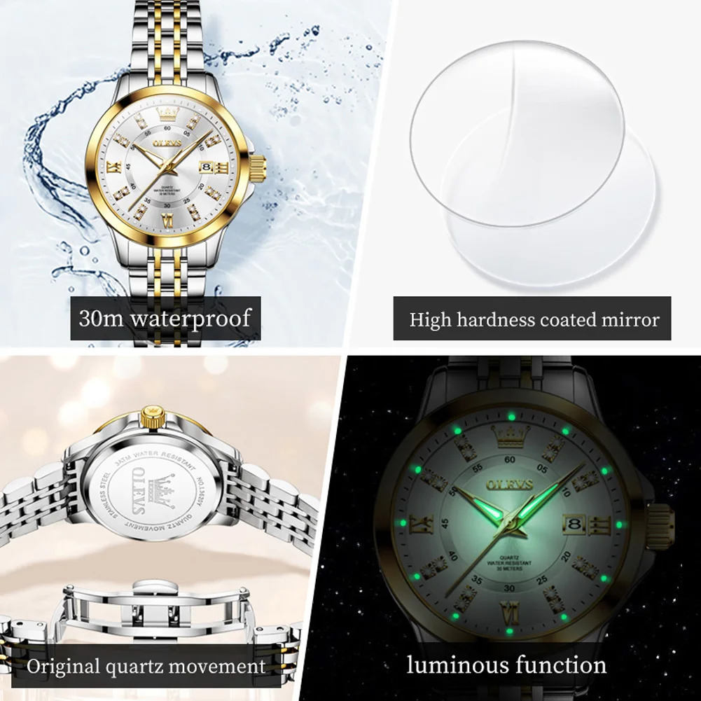 OLEVS 3620 Womens Watches Original Elegant Fashion Quartz Wirtwatch For Ladies Waterproof Luminous Diamond Scale Reloj 251027