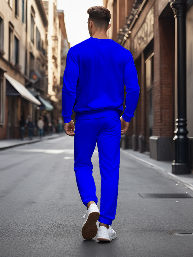 Men's Knitted Cotton Blend Long Sleeve Sweatshirt Brown round Neck Ankle-Length Casual T-Shirt Comfortable Outdoor Wear - YLWY00146