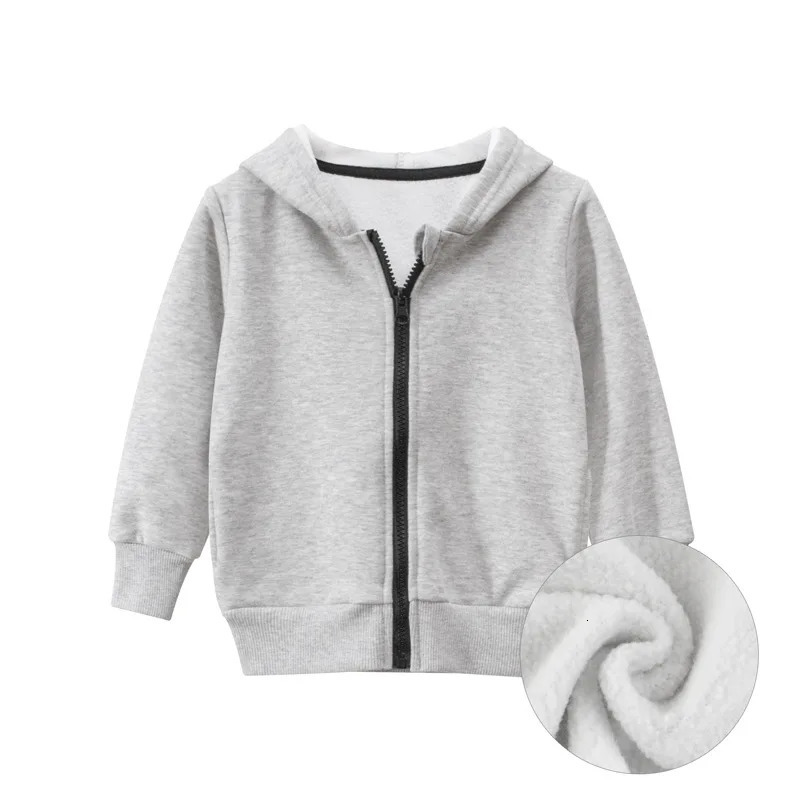 Autumn Winter Solid Hoodie Clothes for Boys Girls Cotton Zipper Villus Casual Simplified Coat Sweatshirt Clothing 251021