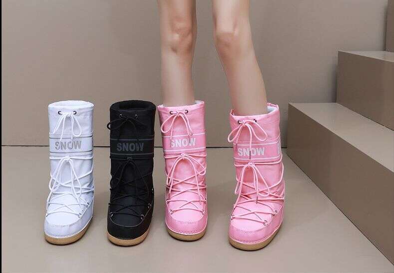 2025 Winter Same Style Ski Non-Slip Boots For Women, Warm, Thickened, Snow Fashion, Round Toe, Waterproof, Mid-Calf