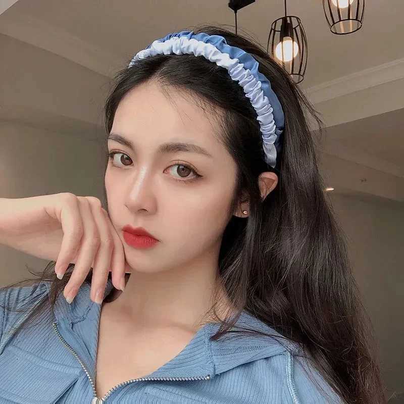Satin Pleated Hairband Women Sweet Simple Headband Fabric Allmatch Hair Band Girls Hoop Headwear Hair Accessories V251022