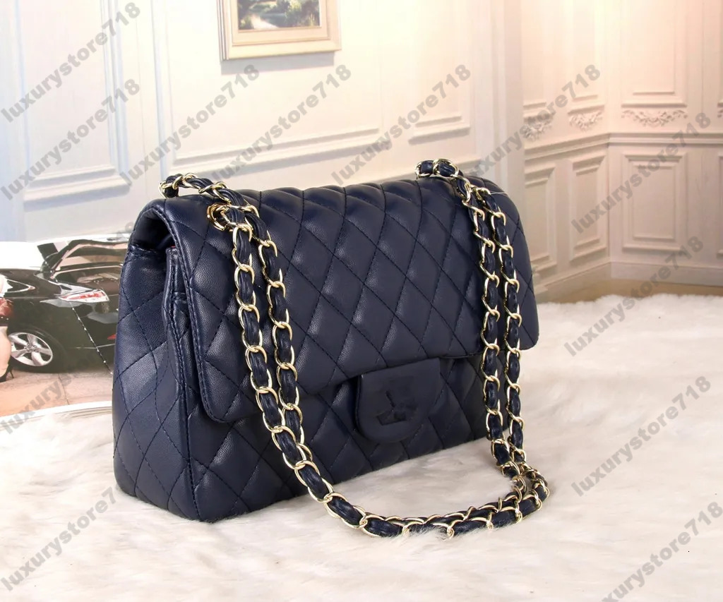 Designer Bags Women Bag Plaid Flap 5A CF Caviar Shouder Handbag Sier Chain Leather Gold Letter Solid Color Buckle Square Stripe Lady Messenger