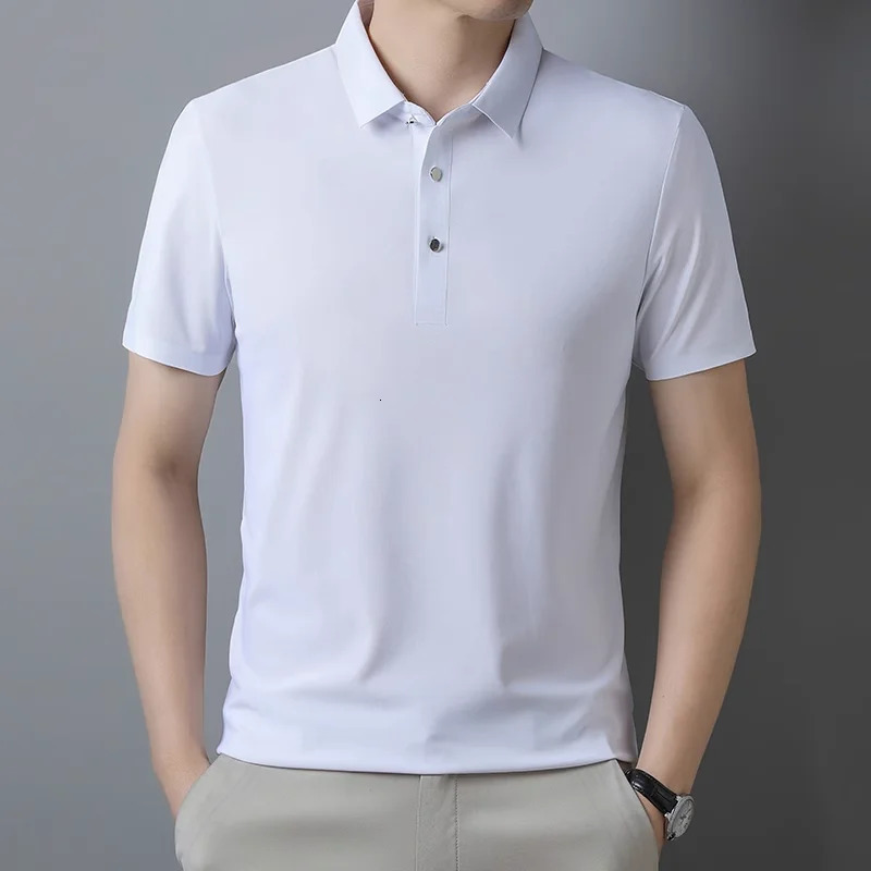 Summer Men Short Sleeve Ice Silk POLO Shirt Fashion Simple Mens Business Casual Pullover Large Size 5XL 251020