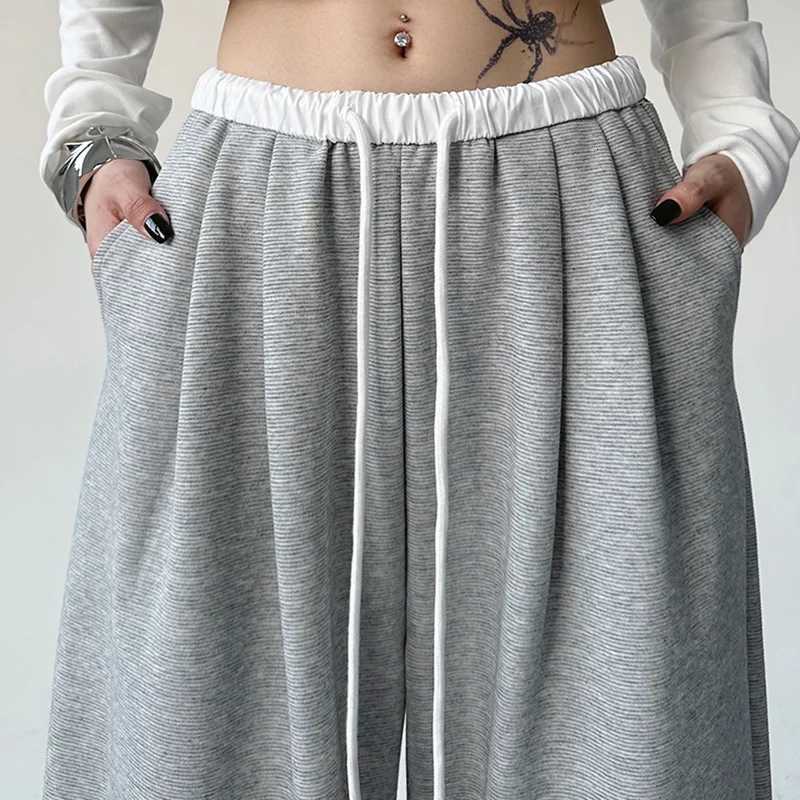 2024 Women Autumn Chic Korean Version Streetwear High Waisted Sweatpants Lady Hip Hop Style Baggy Wide Leg Straight Leg TrousersT251022