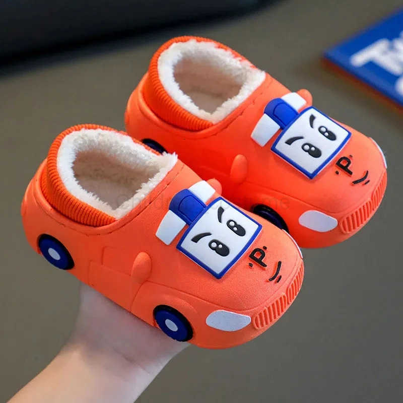 Disney Boys lovely 2024 new arrival car cartoon slippers babi indoor keep warm plush indoor shoes children winter slippers H251022