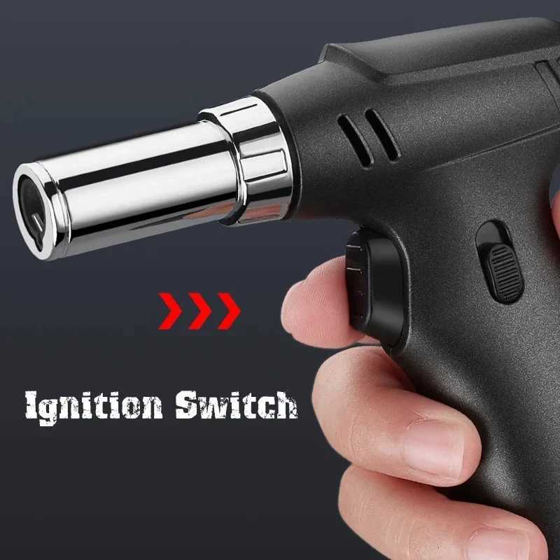 With safety lock and adjustable flame torch lighter refillable butane gas kitchen cooking jet lighterNO GAS C251022