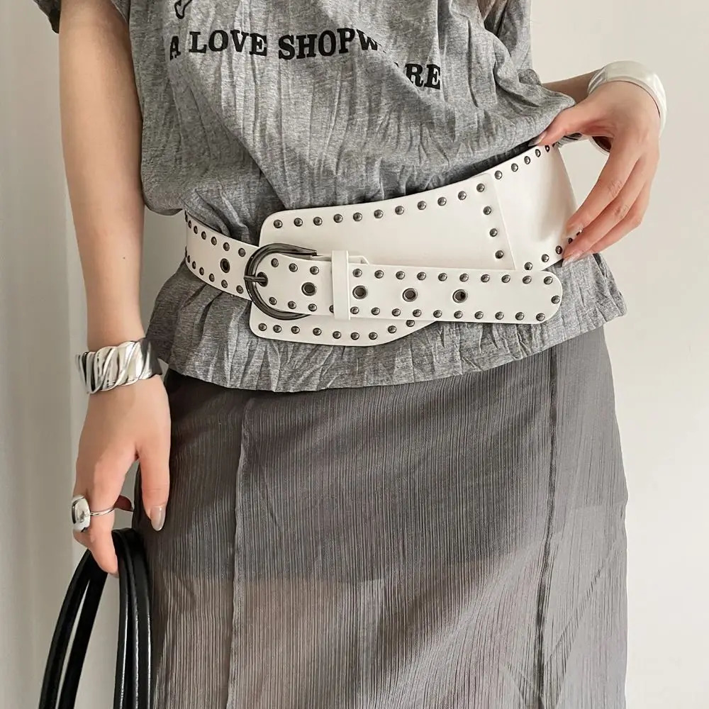 HeavyDuty Wide Womens Belt Gothic Y2k Rivet Waist Belt Punk Style American Dress Jeans Belt Spicy Girls 251013