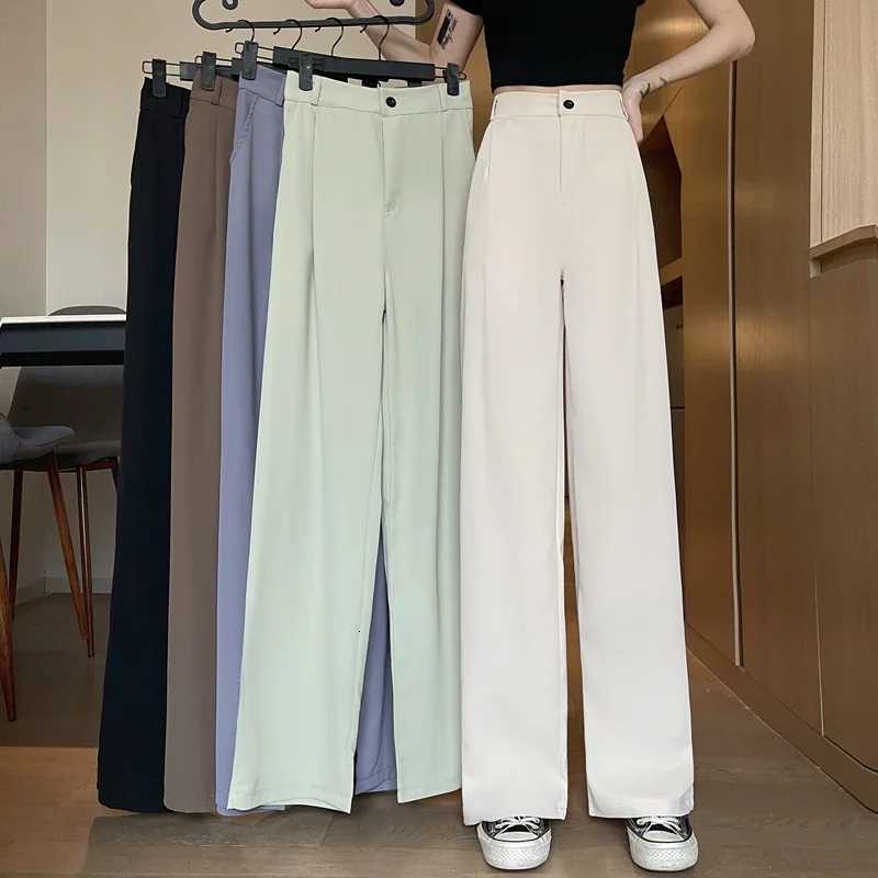 Women Wide Leg Pants Spring Autumn Casual Straight OL Style Loose Suits Pant Female Solid Size S4XL Long TrousersT251022