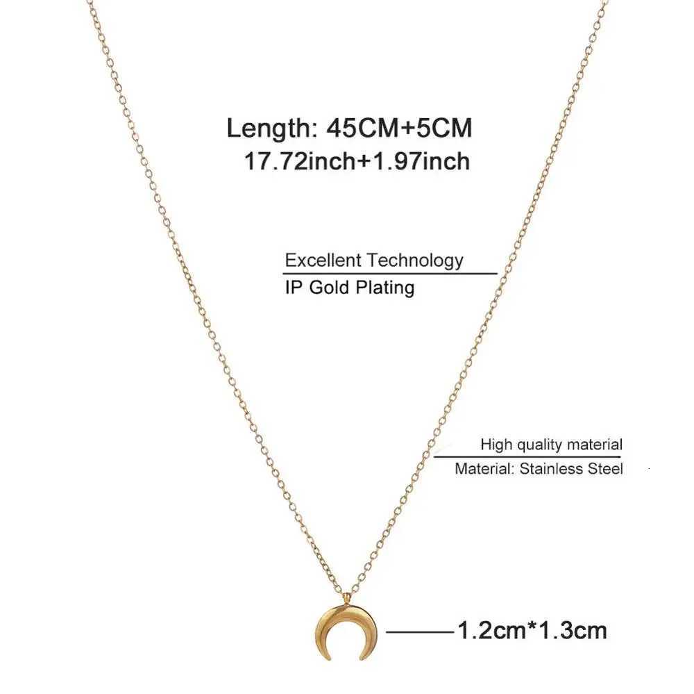 New Fashion Stainless Steel Thin Chain Moon Pendant Necklace For Woman Half Moon Horn Charms Necklace Jewelry V251022