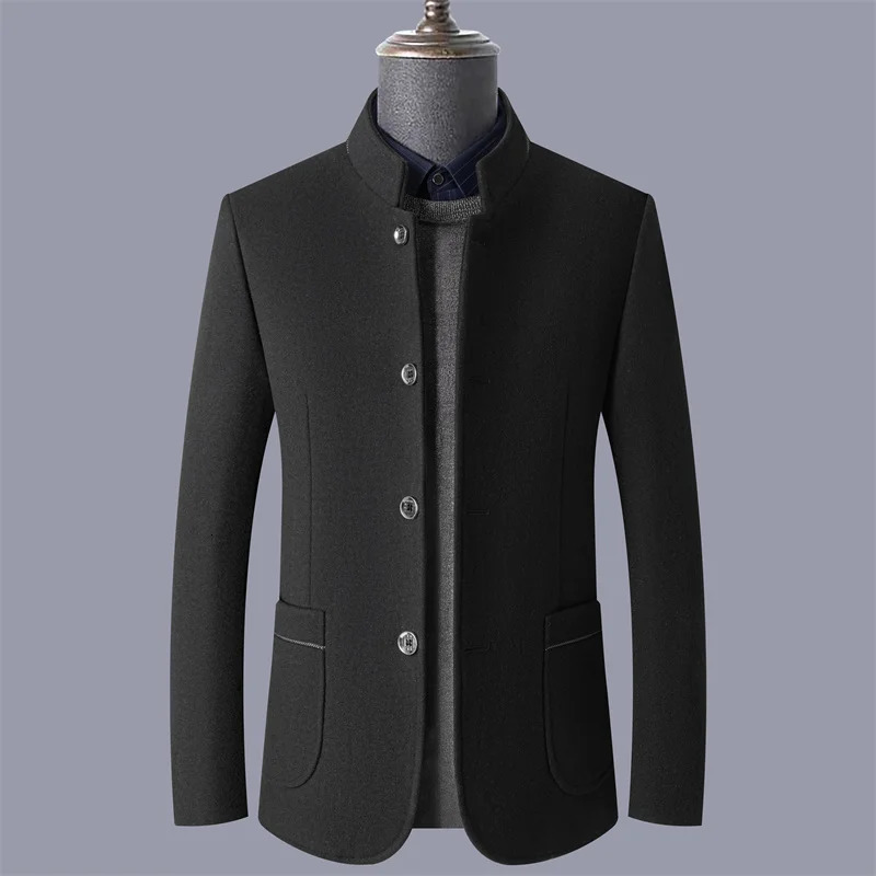 Autumn and winter woolen coats mens young middleaged jackets standup collar overcoats 251017