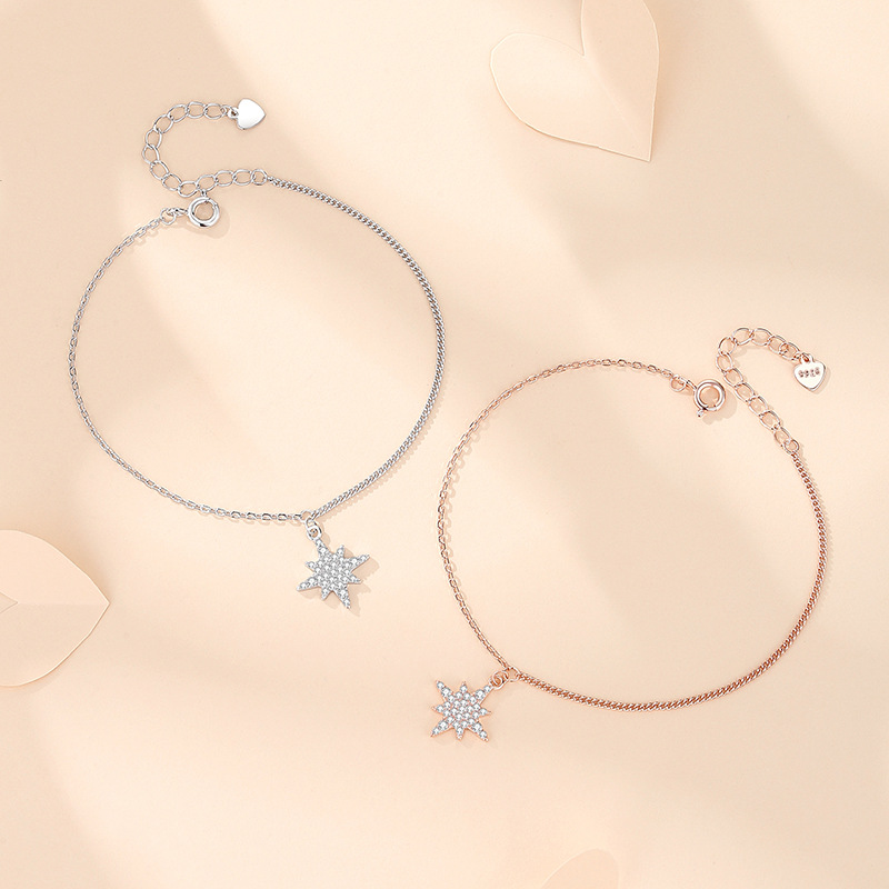 TaiYang New S925 Sterling Silver Eight-pointed Star Bracelet for Women Whit Shiny CZ Zircon Bracelet Premium Jewelry Wholesale