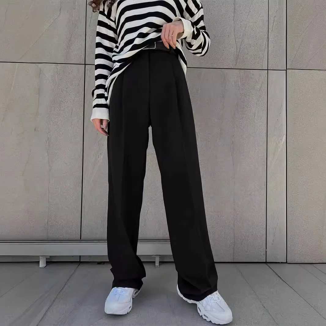 Classic Formal Straight Leg Pants Spring and Summer Womens Versatile Casual Wear Loose Fit Office Tourism Darp Wide Leg PantsT251022