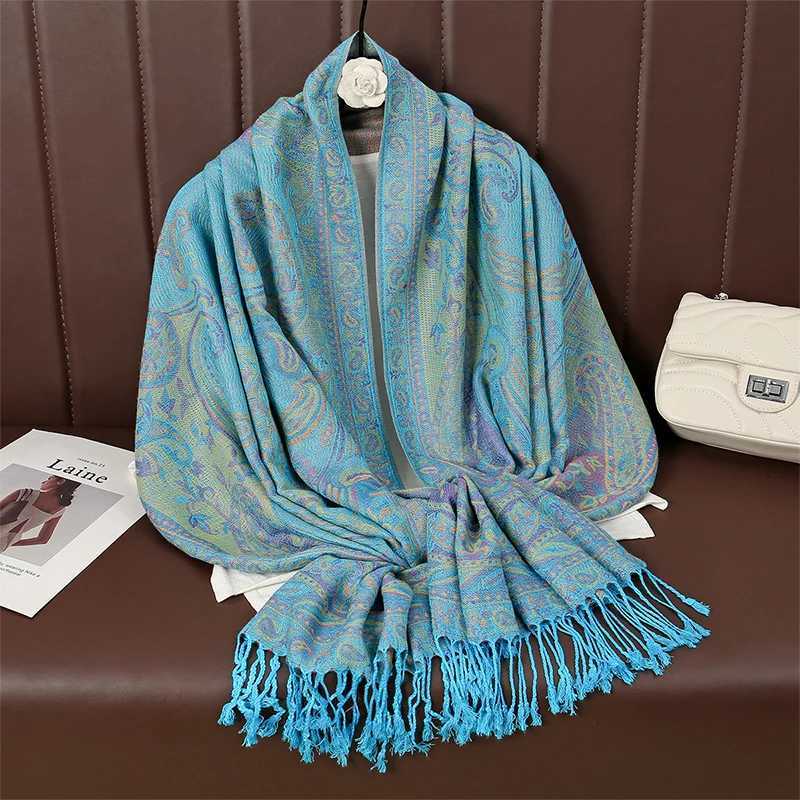 Paisley Shawl Scarf Women Jacquard Cashew Printed Scarves Flowers Borders Female Tassel Blanket Wraps Ethnic Shawls J2511181