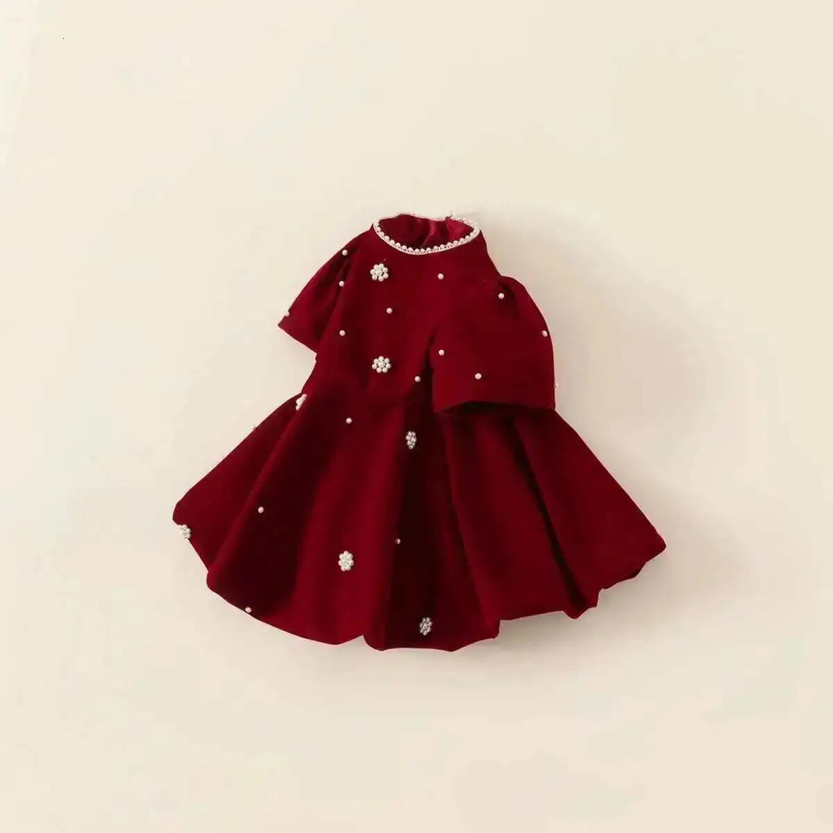 Autumn Winter Children Dress 110Y Girls Pearl Thick Warm Fleece Party Christmas Princess Dresses Toddler Wear Kids Clothing 251021