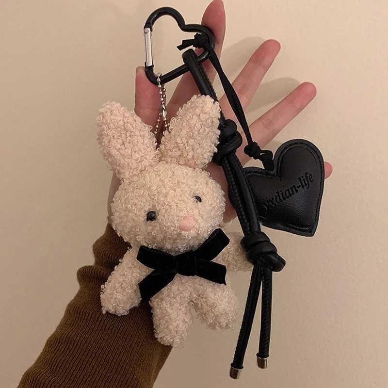 Kawaii Plush Rabbit Keychain Y2K Cute Sweet Bunny Stuffed Keyring Backpack Pendant Bag Hanging Decoration For Girls Gift J251121